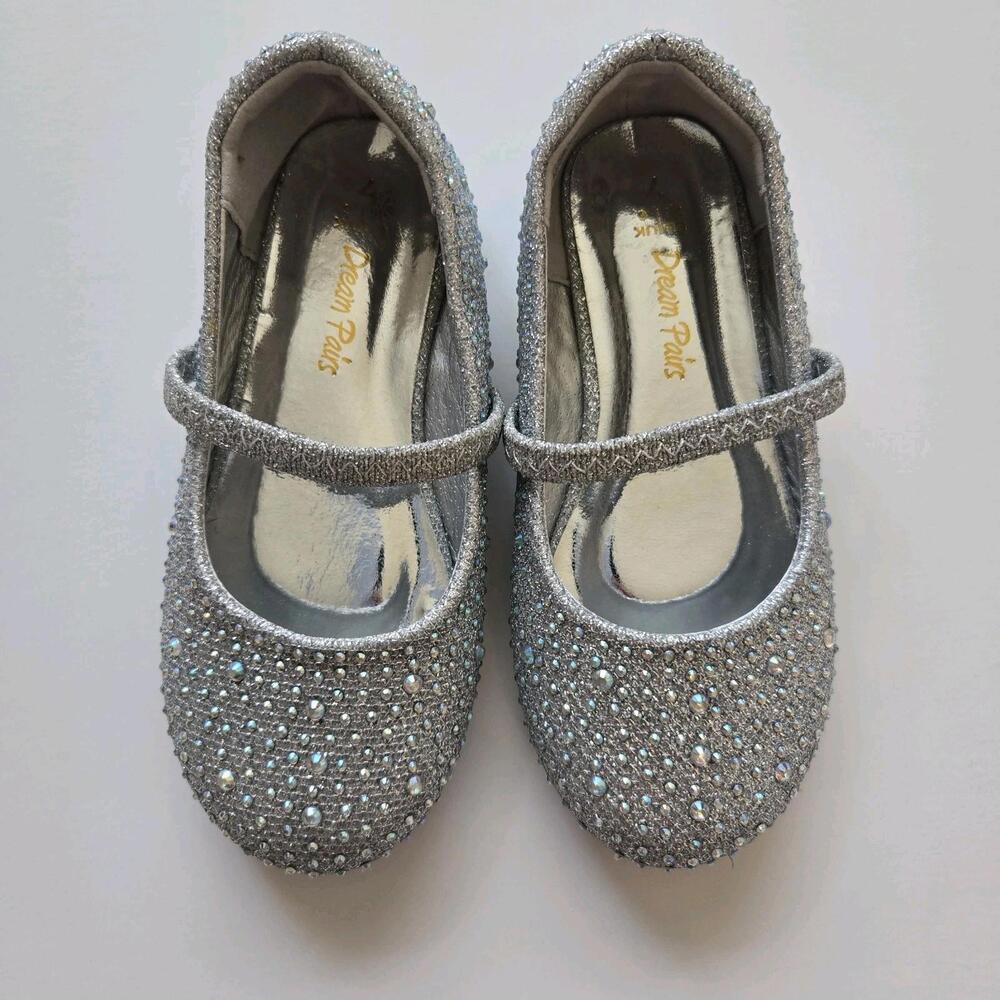 Dream Pairs Girls Rhinestone Ballet Flats Size 7 Silver